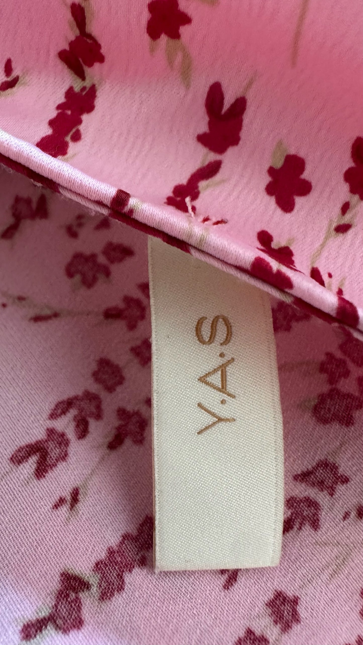 YAS pink burgundy floral wrap wedding guest dress extra large UK 14 vgc