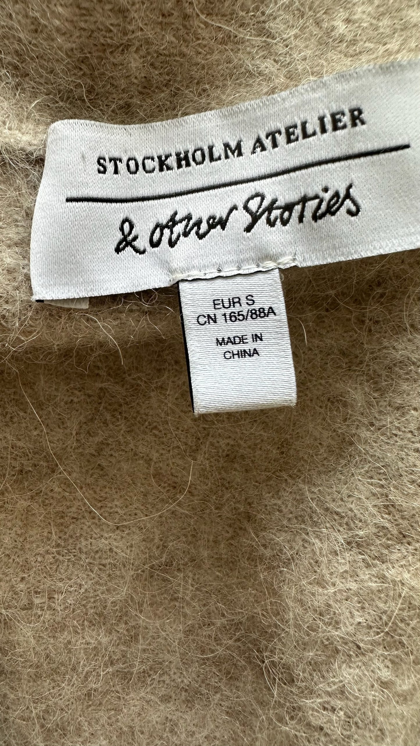 & other stories cream greige knitted alpaca blend cardigan jumper small UK 8-10 vgc w25