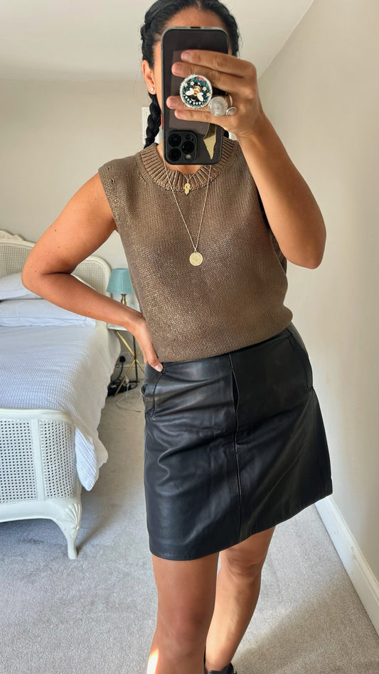 Jigsaw gold bronze knitted metallic event top large UK 12-14 vgc w25