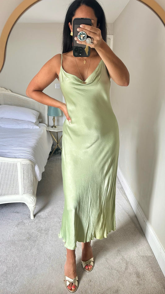 Albaray mint sage green slip event dress large UK 14 vgc