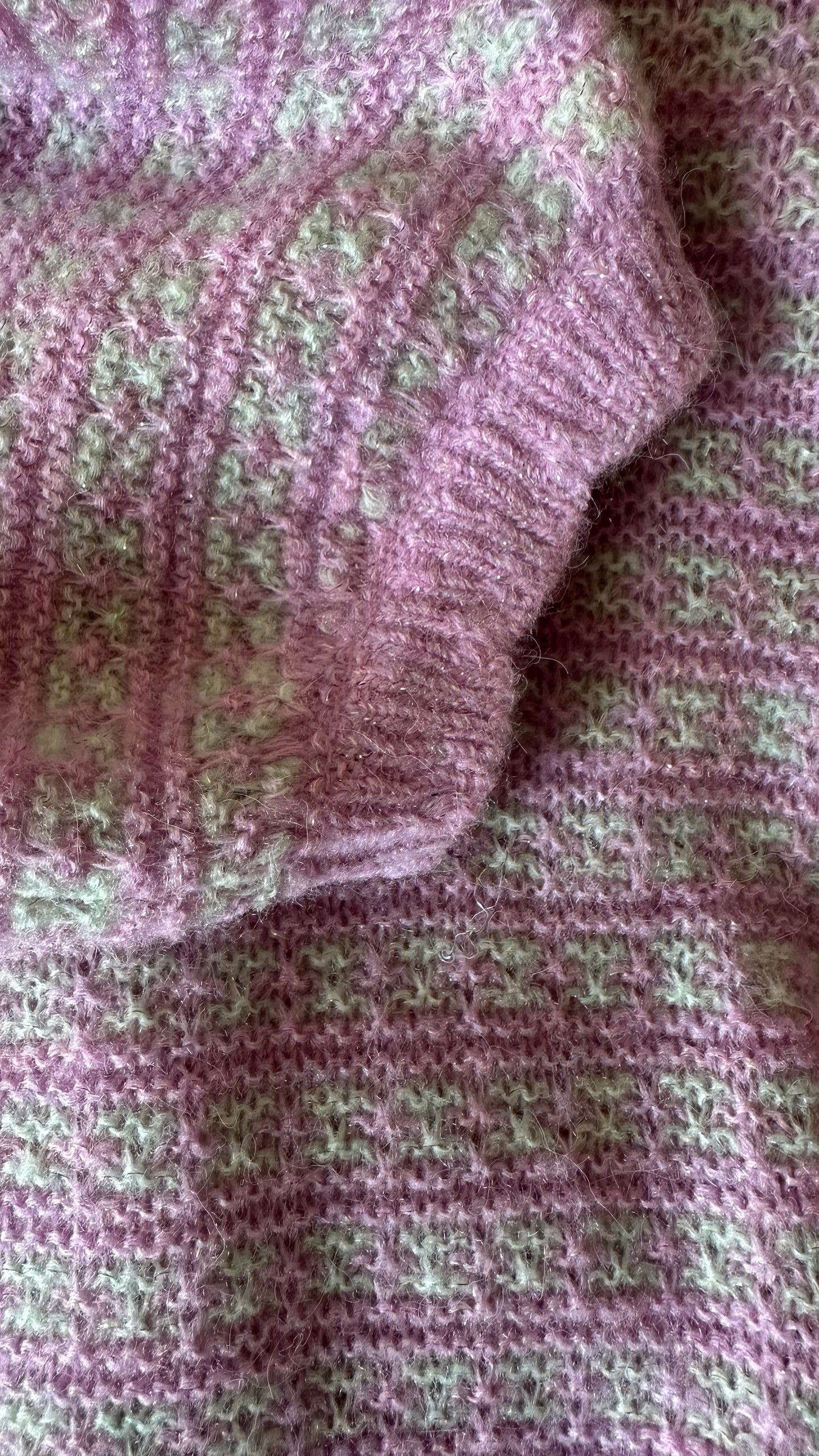 Oliver bonas pink lilac scalloped knitted three quarter 3/4 length jumper top small UK 8 vgc