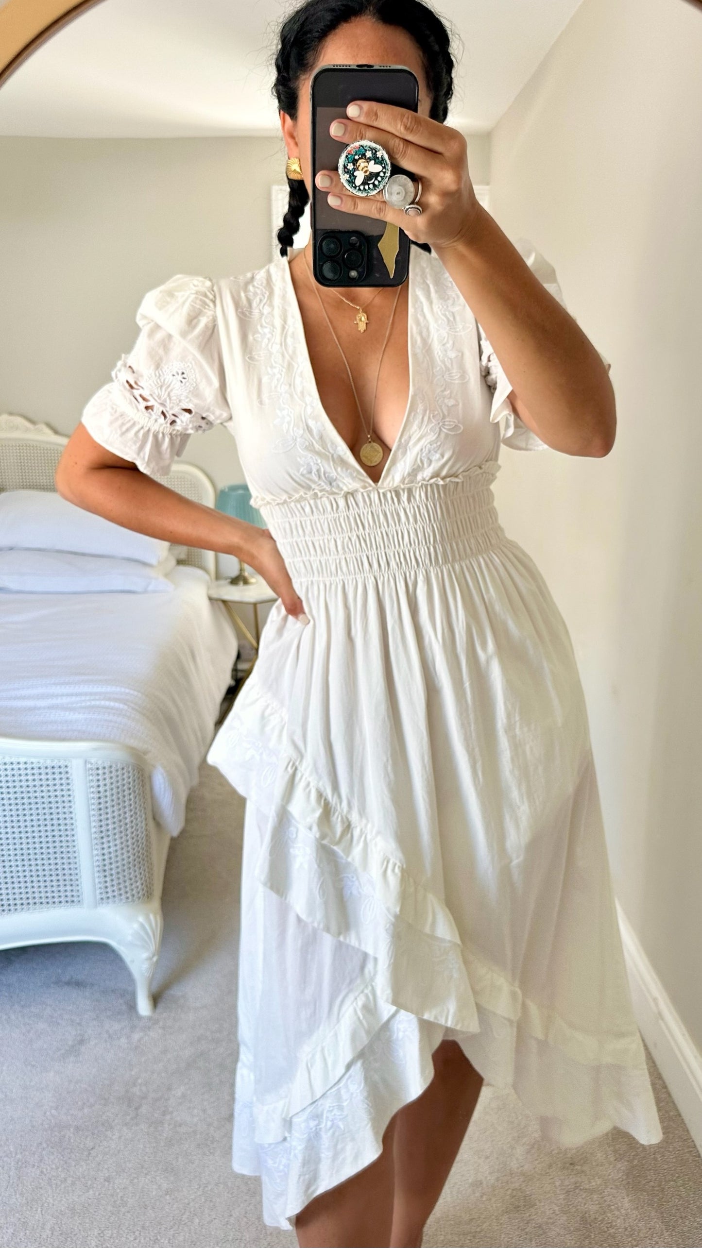 Tula rosa @ Revolve white cream embroidered sundress small UK 8 vgc