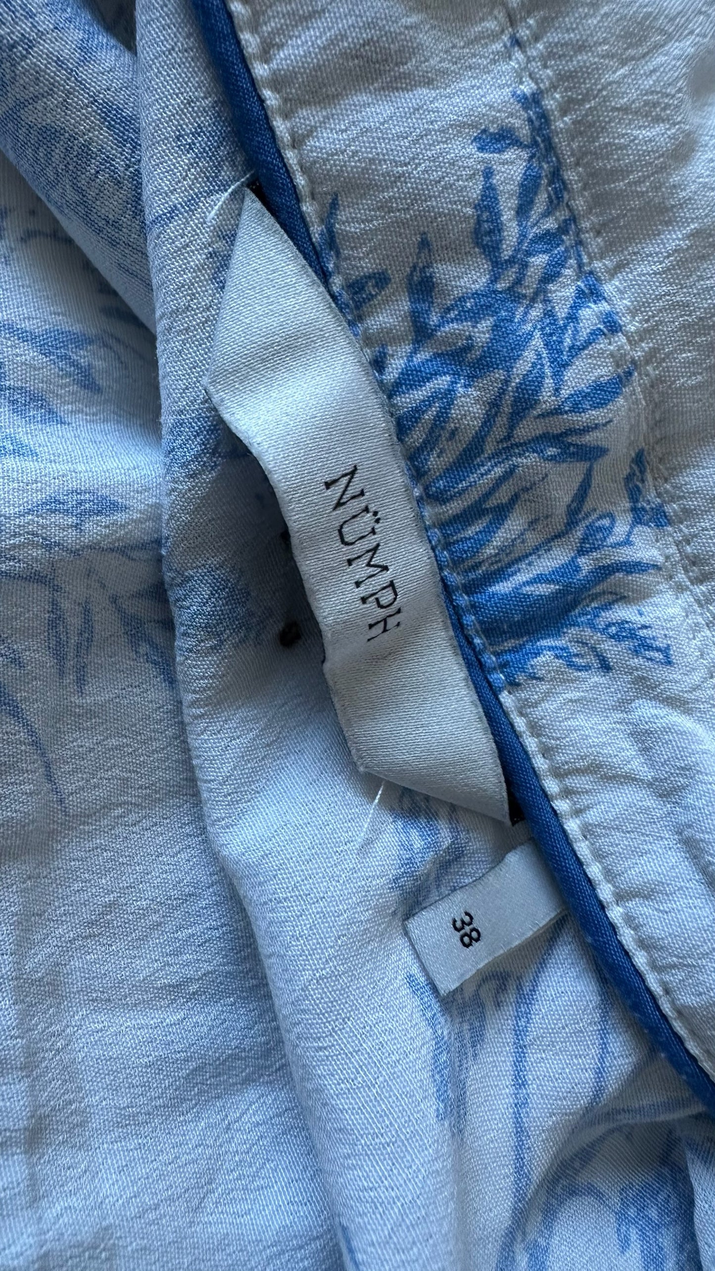 Numph @ Anthropologie white blue horse print dress medium large UK 10-12 vgc