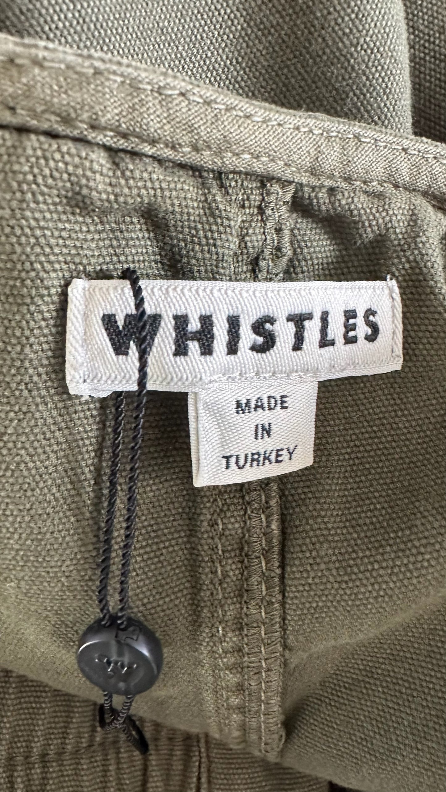 Whistles khaki olive green pure cotton jumpsuit boiler suit medium UK 10 vgc