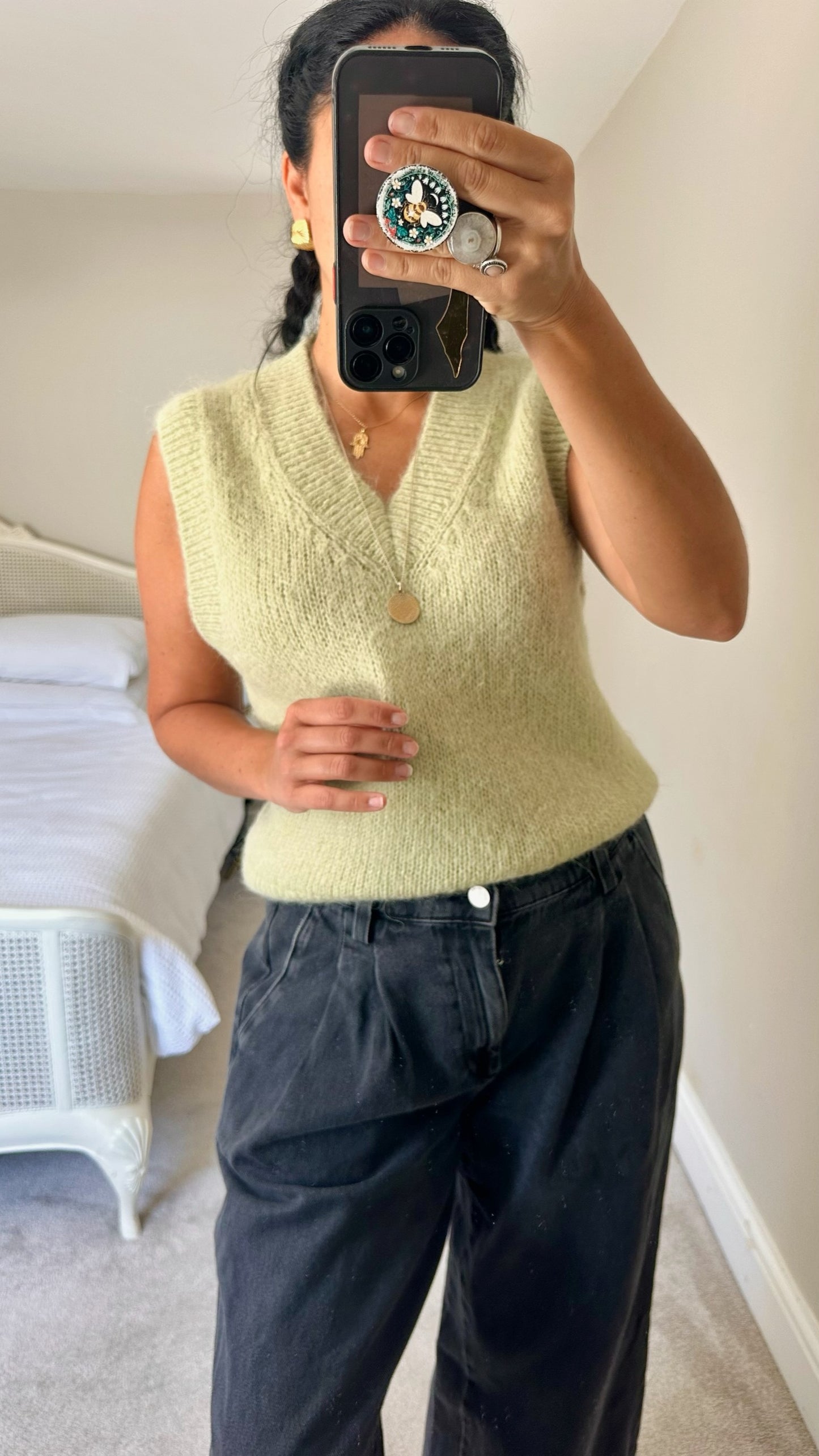 & other stories alpaca blend lime mint sage knitted vest medium UK 10 vgc w25