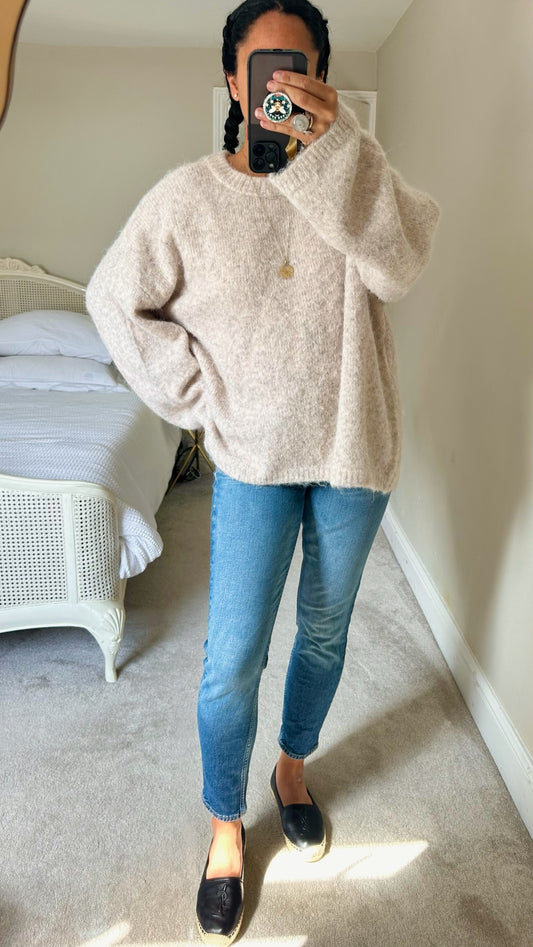 Topshop cream oatmeal jumper extra large UK 14 oversized vgc w25