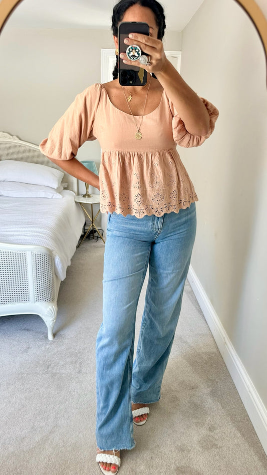 Forever new terracotta apricot beige brown top medium UK 10 vgc