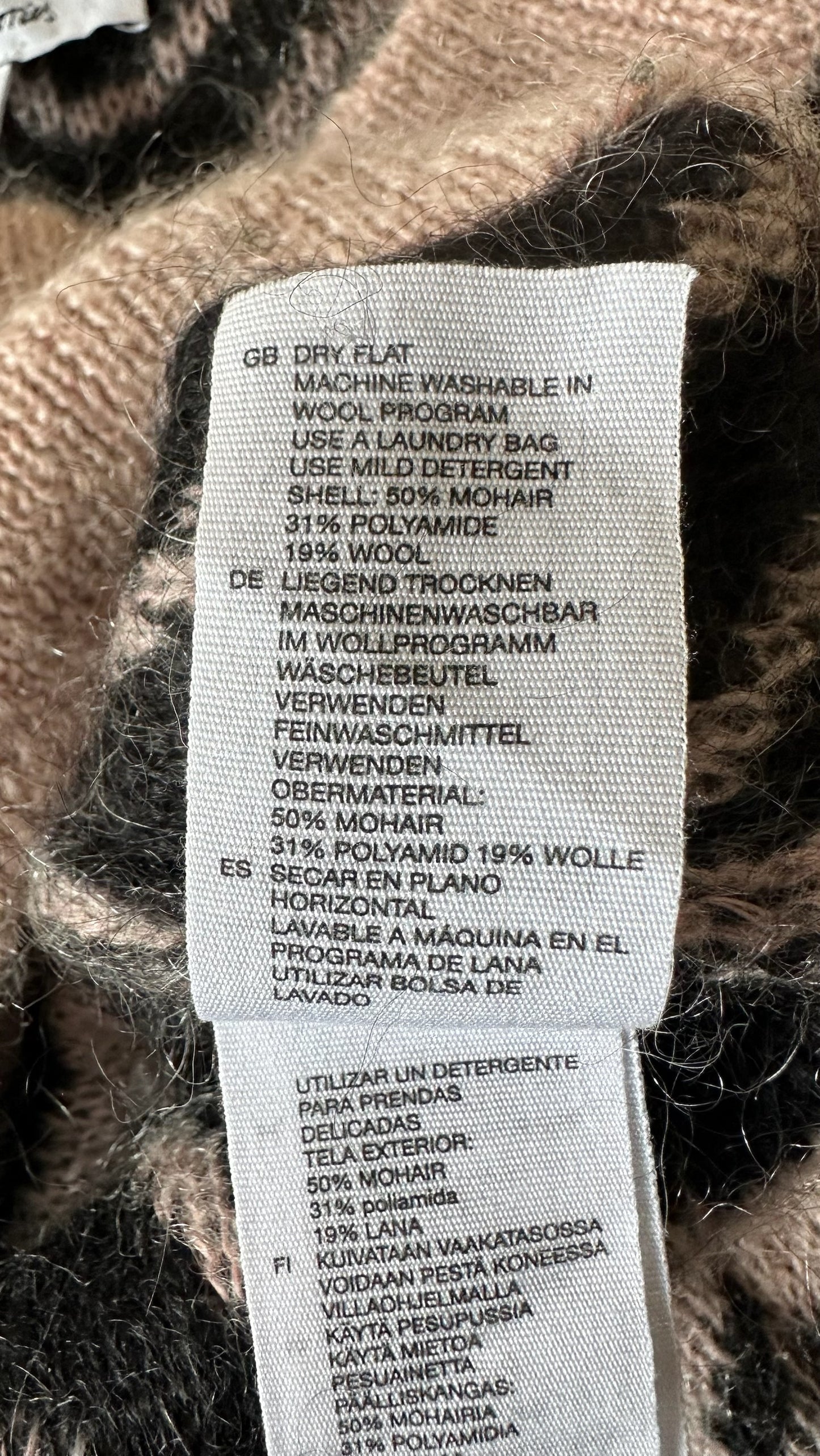 & other stories soft pink brown beige swirl mohair wool blend over jumper large UK 12-14 vgc w25