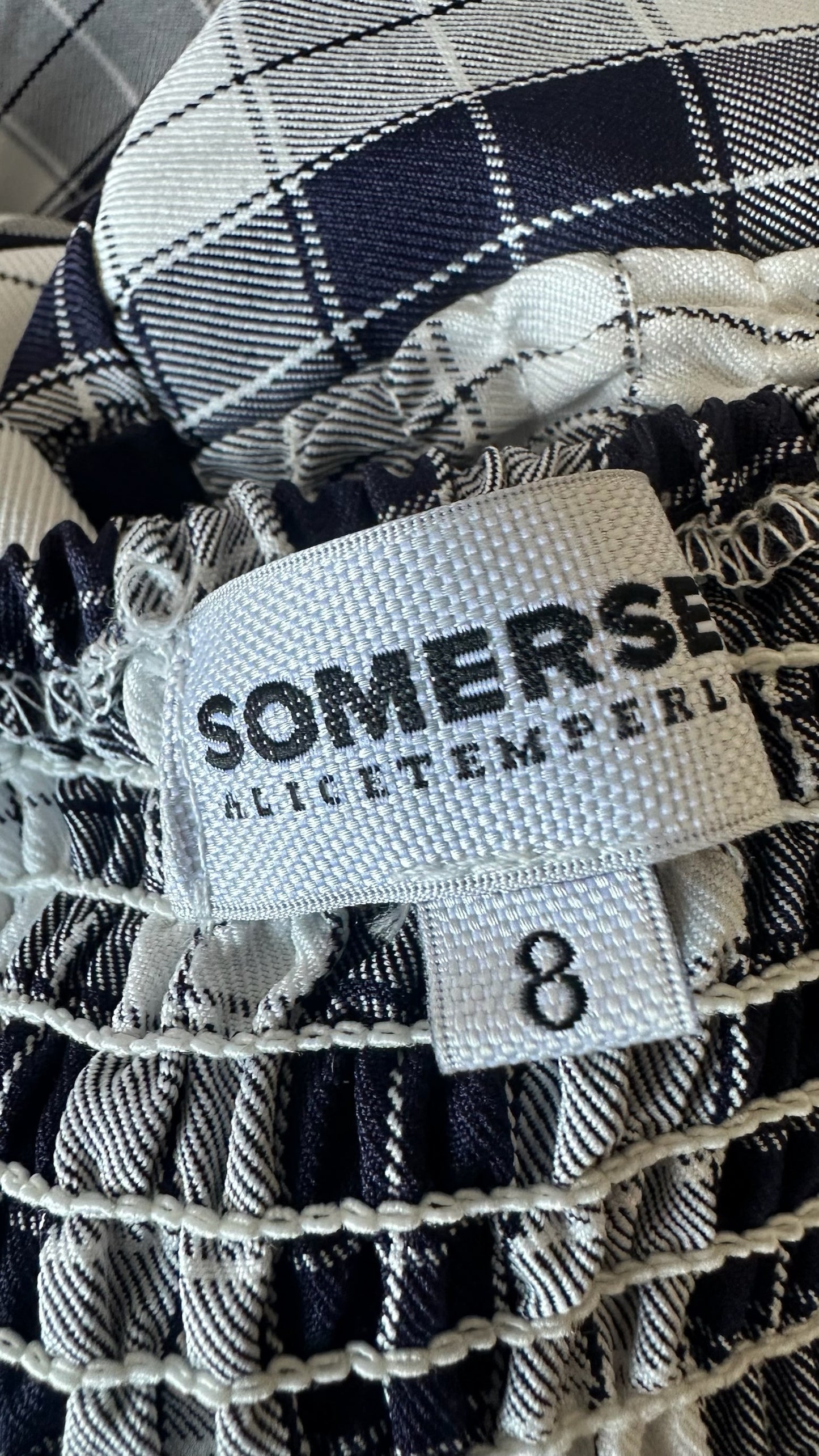 Somerset by Alice Temperley navy blue and white gingham check jumpsuit playsuit small medium UK 8-10 vgc