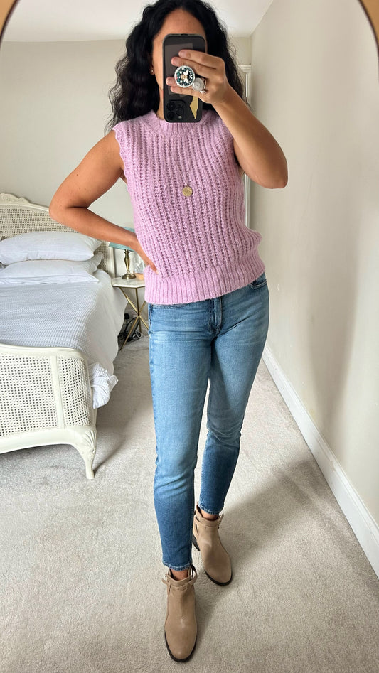 & other stories pastel pink alpaca wool blend knitted casual vest top small medium UK 8-10 vgc