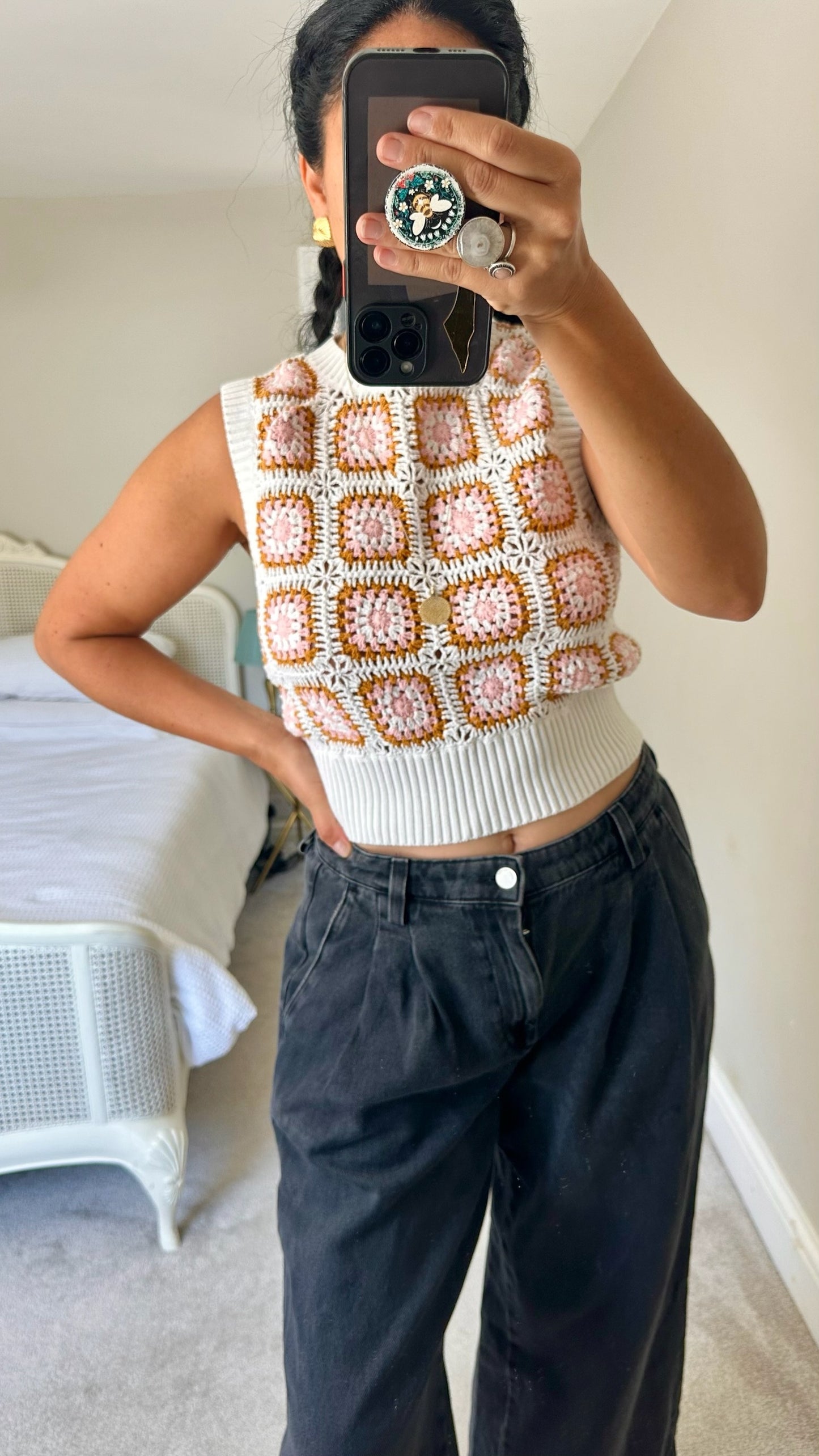 & other stories pastel pink crochet vest small UK 8-10 vgc