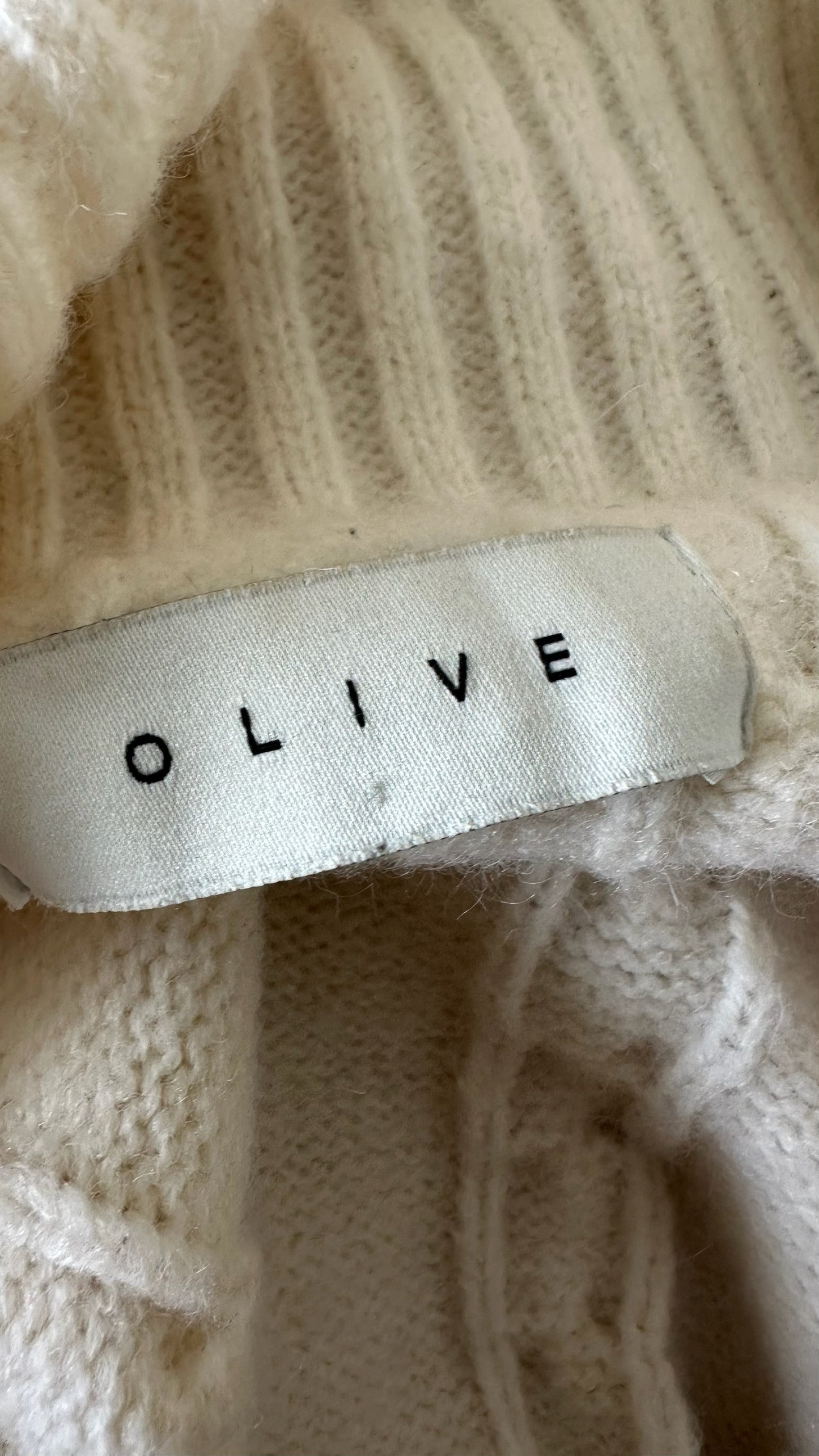 Olive white cream cable knit collared cardigan jumper large UK 12 vgc w25