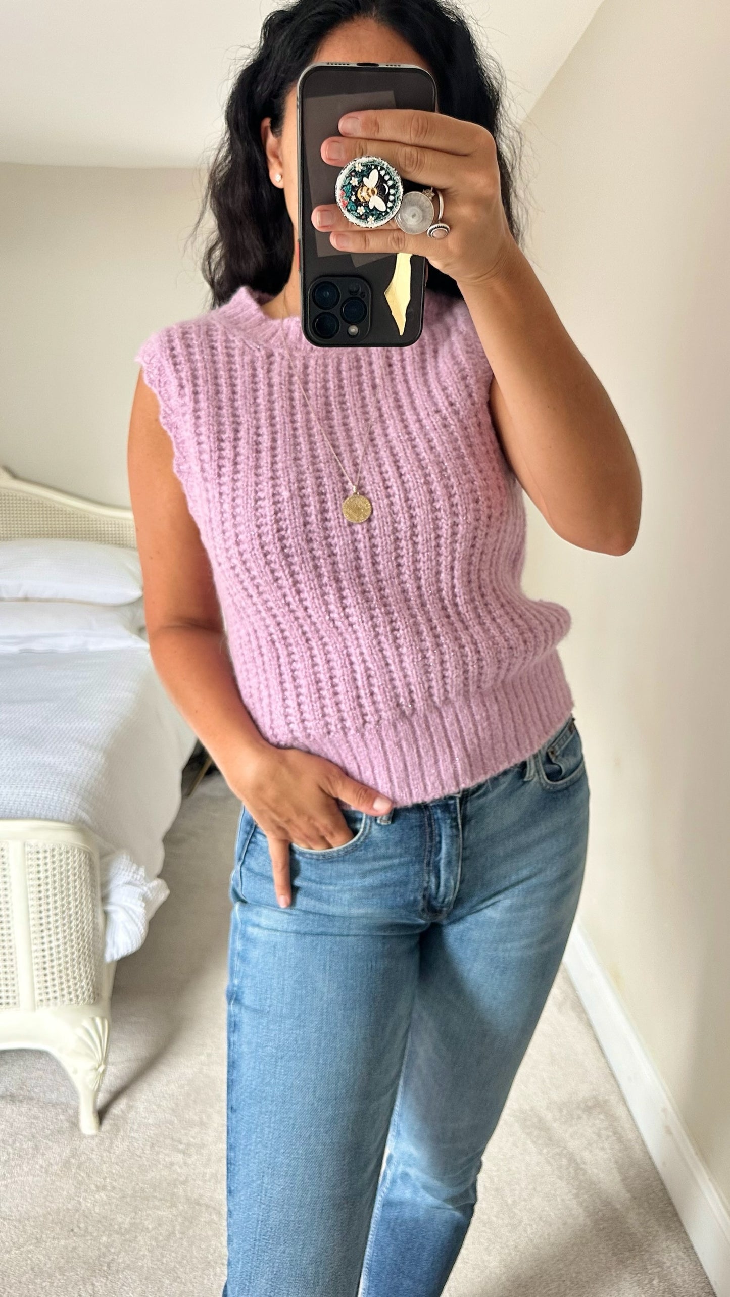 & other stories pastel pink alpaca wool blend knitted casual vest top small medium UK 8-10 vgc