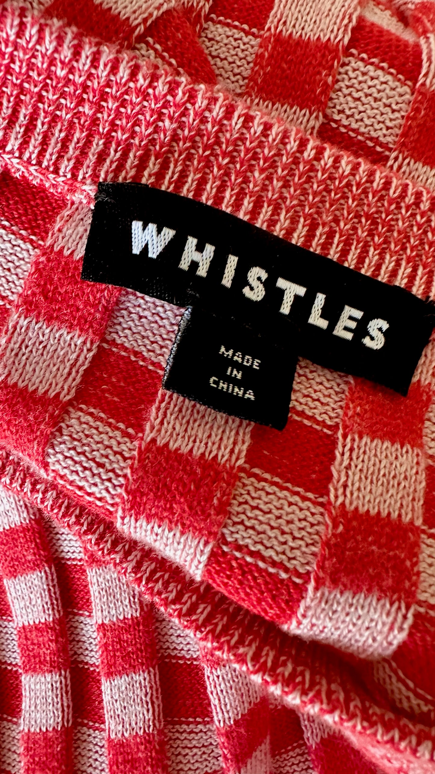Whistles ribbed pink red knitted long line maxi jumper dress medium large UK 10 12 vgc w25
