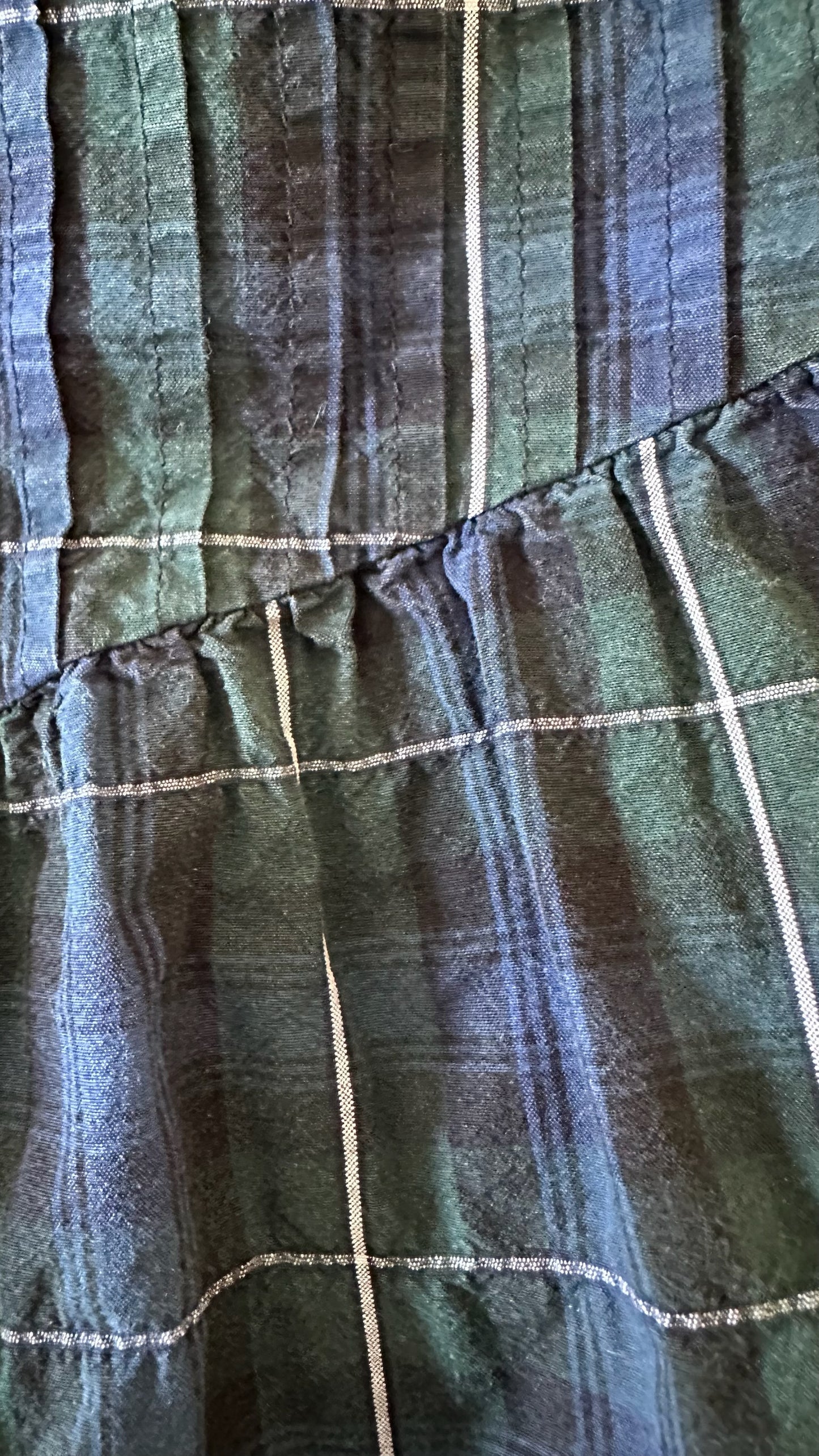 & other stories navy blue green gingham check mini dress petite medium UK 10-12 vgc w25
