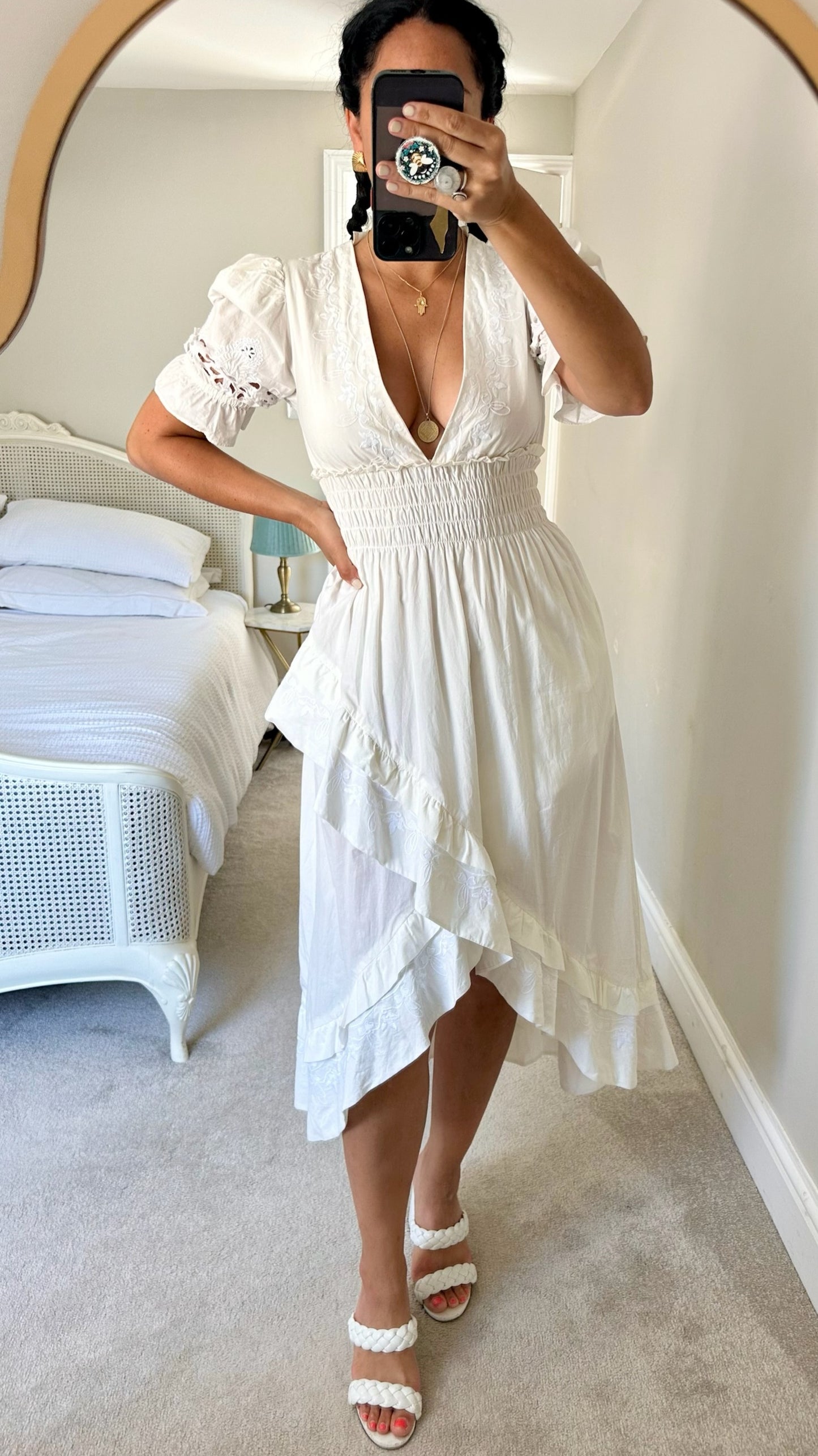 Tula rosa @ Revolve white cream embroidered sundress small UK 8 vgc