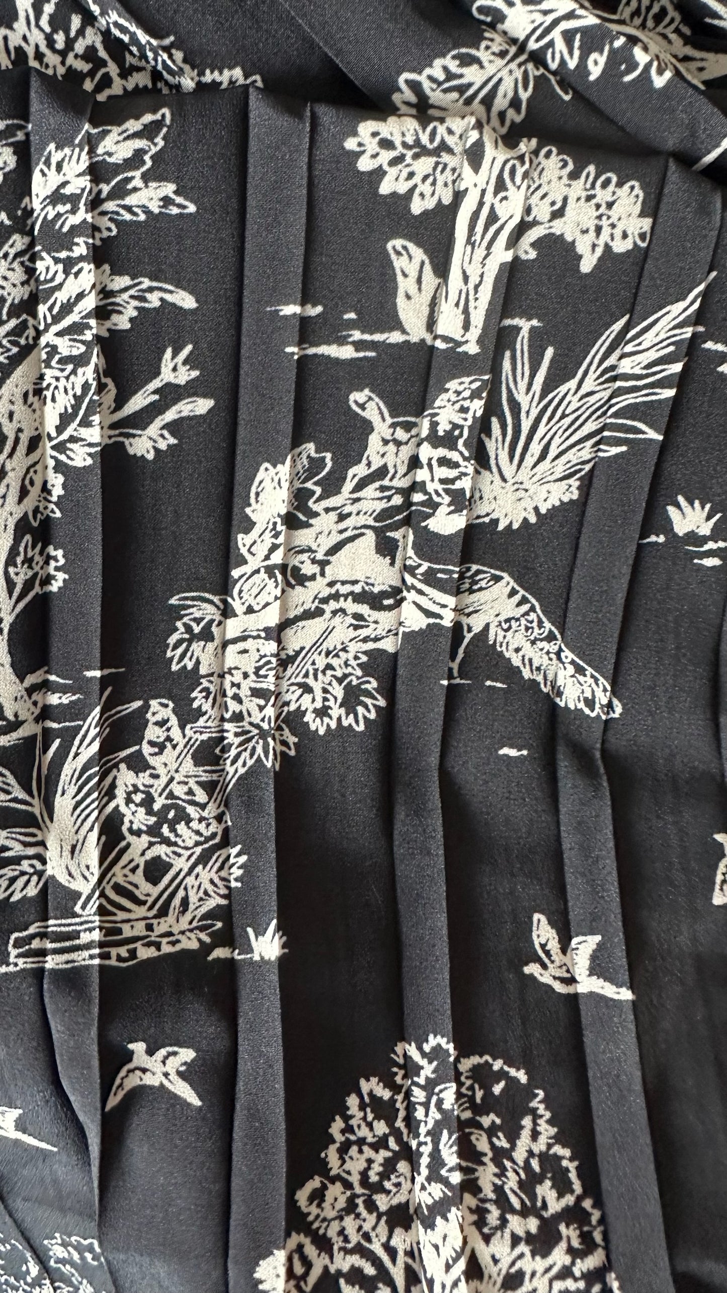 & other stories black cream peacock village print pleated mini smock dress large UK 12 vgc w25