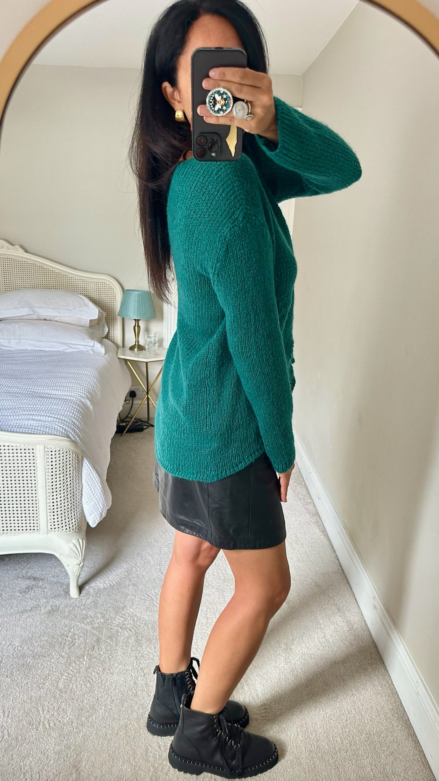 Antoine & lili french teal green mohair high low jumper medium UK 10 vgc w25