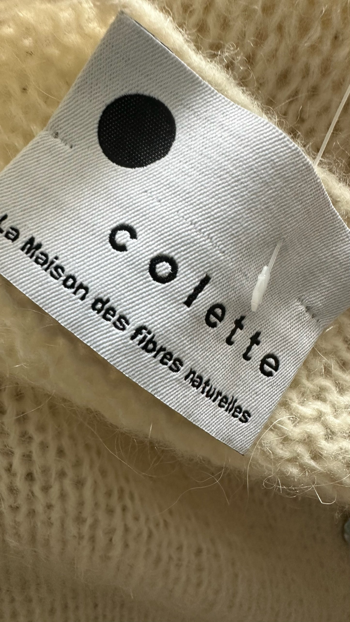 Colette french cream knitted mohair alpaca wool blend cardigan jumper large UK 12 vgc w25