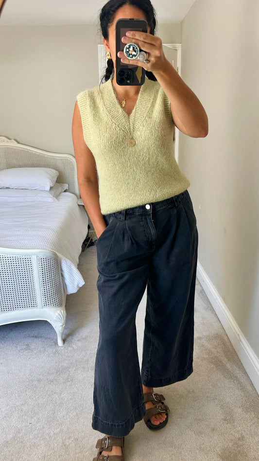 & other stories alpaca blend lime mint sage knitted vest medium UK 10 vgc w25