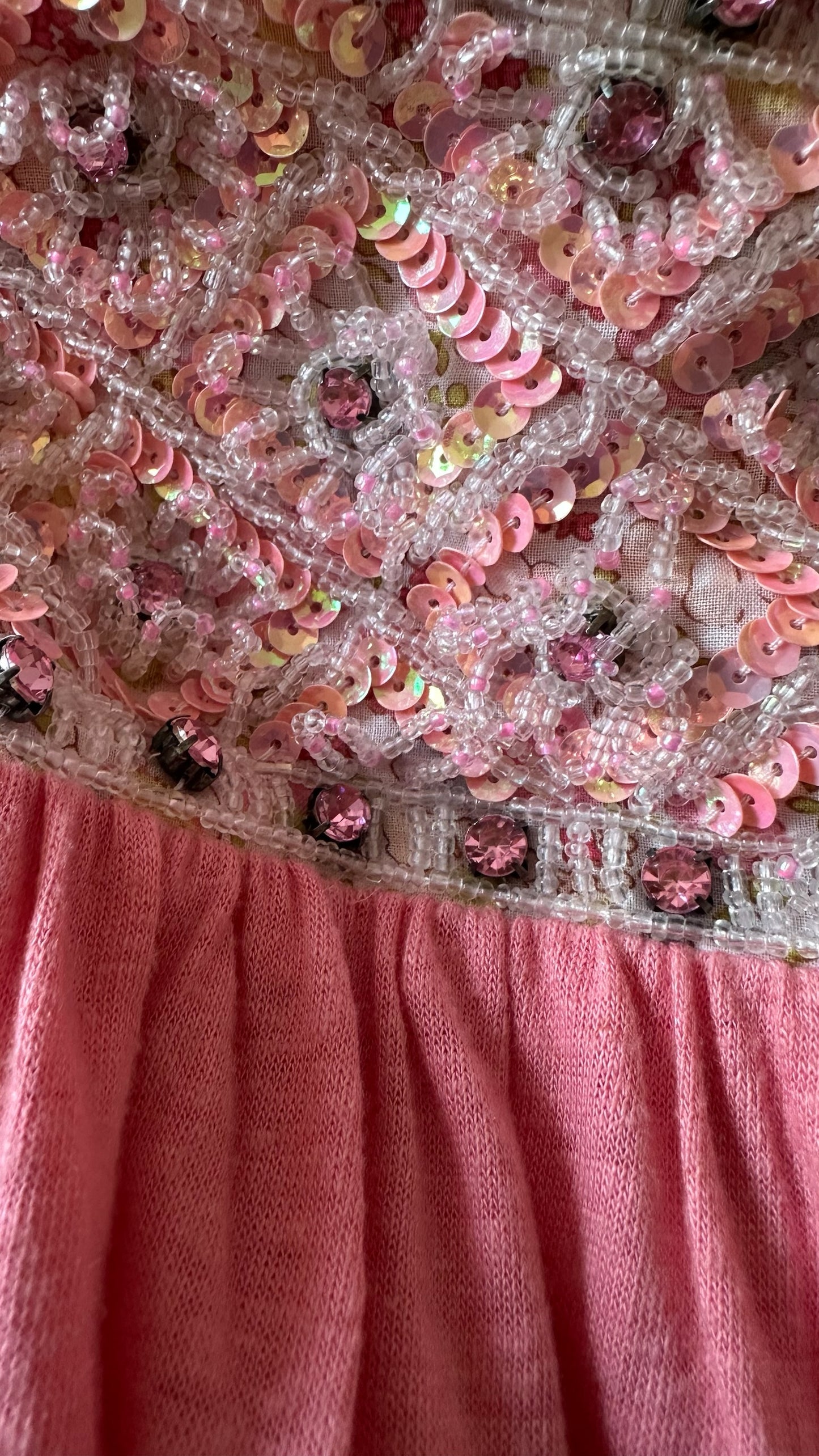 Manoush Y2K light rose pink vintage sequin mini dress large UK 12 vgc