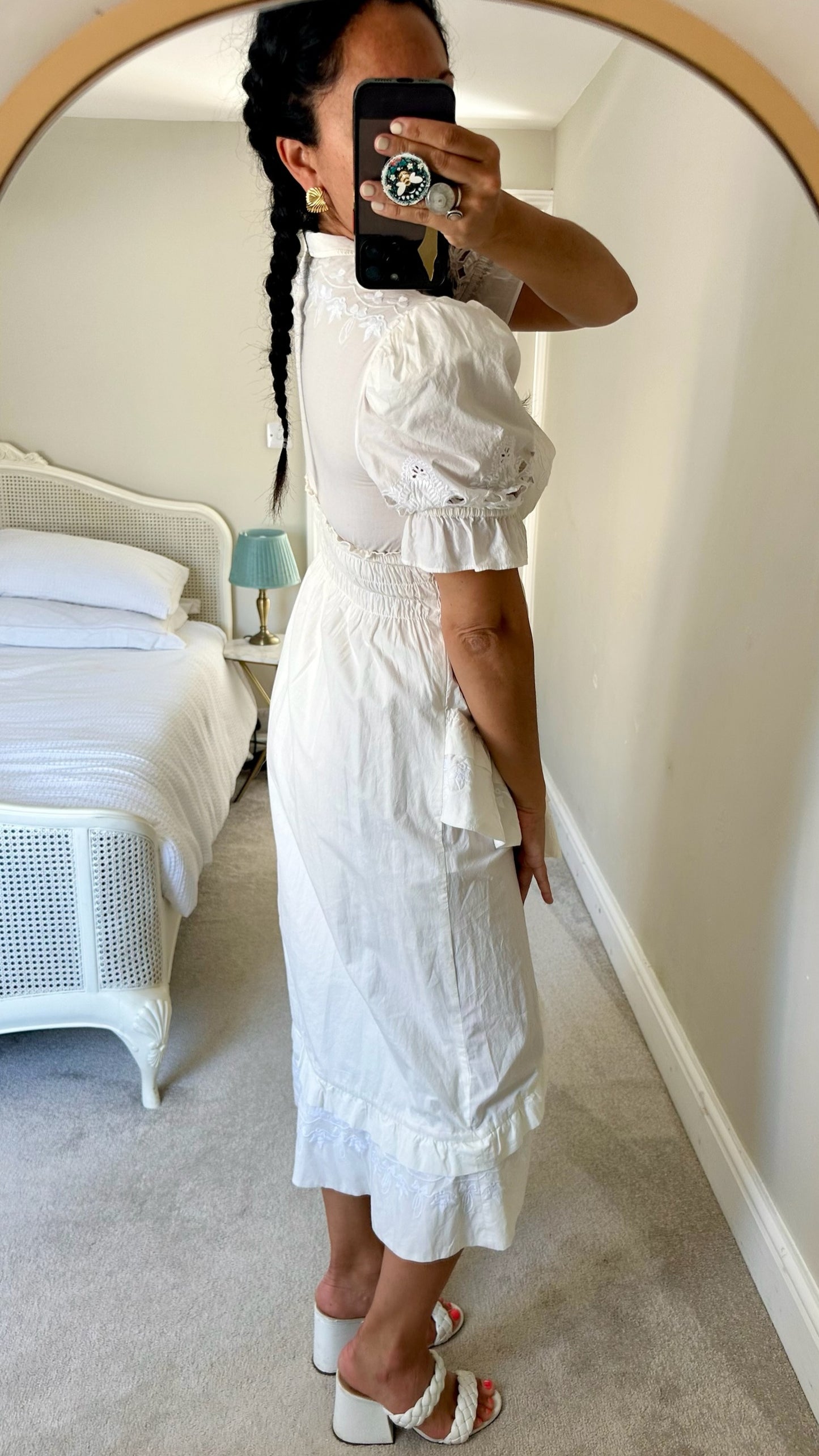 Tula rosa @ Revolve white cream embroidered sundress small UK 8 vgc