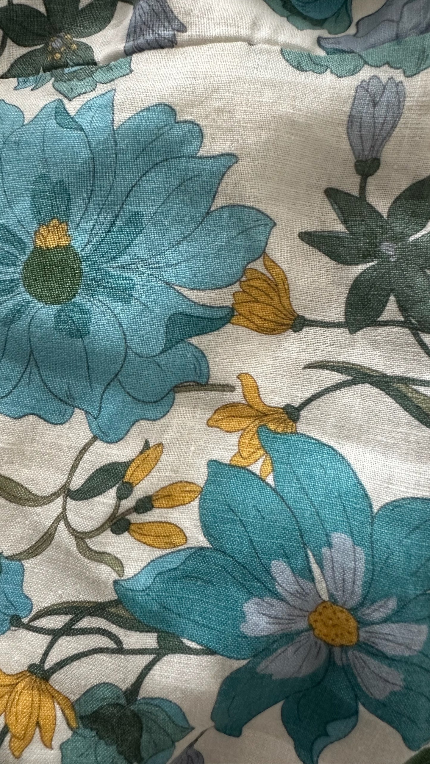 & other stories floral pure linen blue white yellow wedding guest dress small large UK 8 10 16 vgc