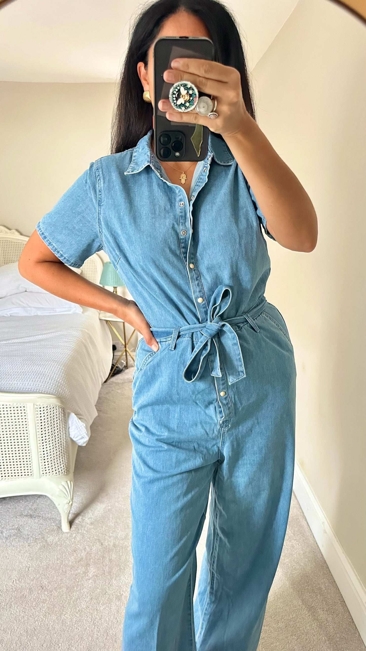 Object light blue denim jumpsuit large UK 12 bnwt new jeans w25