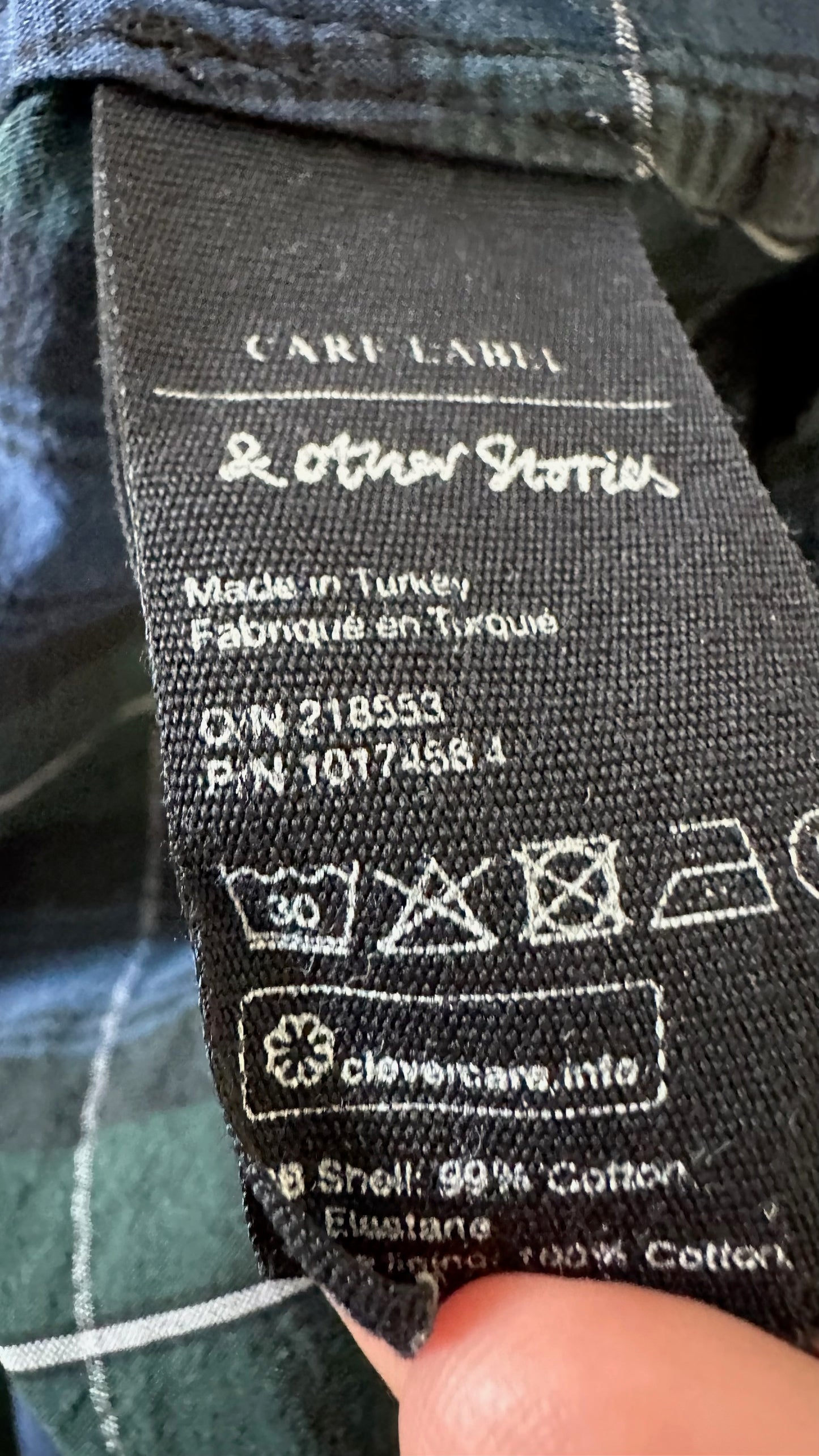 & other stories navy blue green gingham check mini dress petite medium UK 10-12 vgc w25